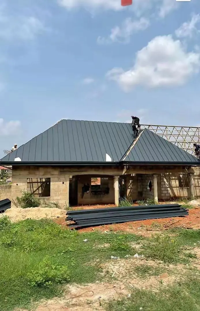 Roofed residential building in progress