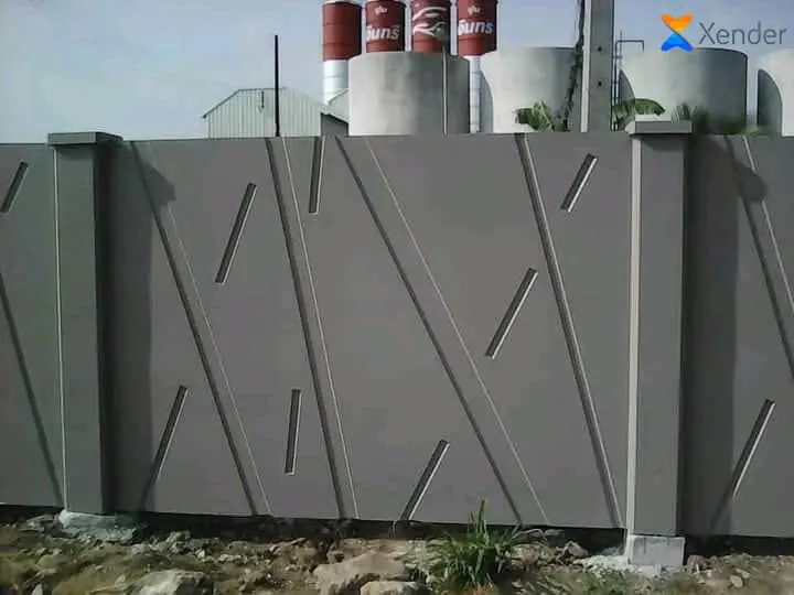 Grey metal gate with patterned design