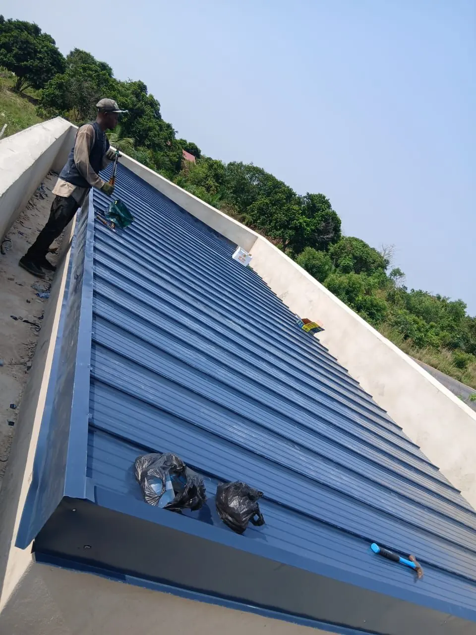 Blue roof and exterior finish detail