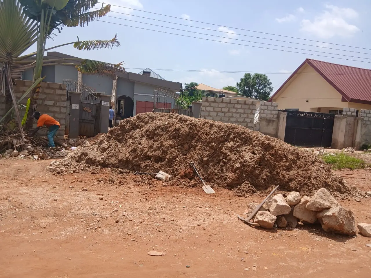 Sand and materials on construction site