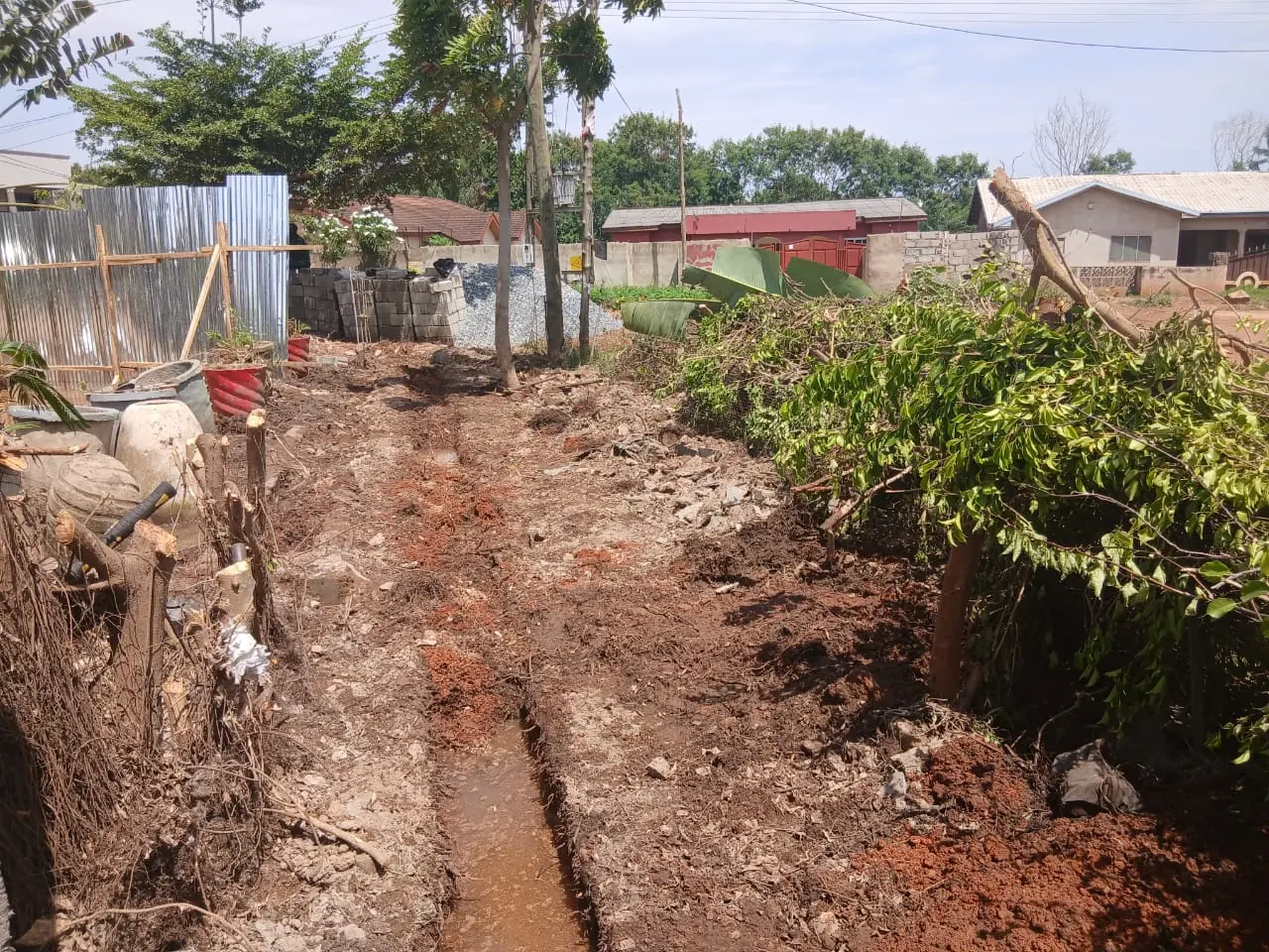 Drainage or trench works beside boundary